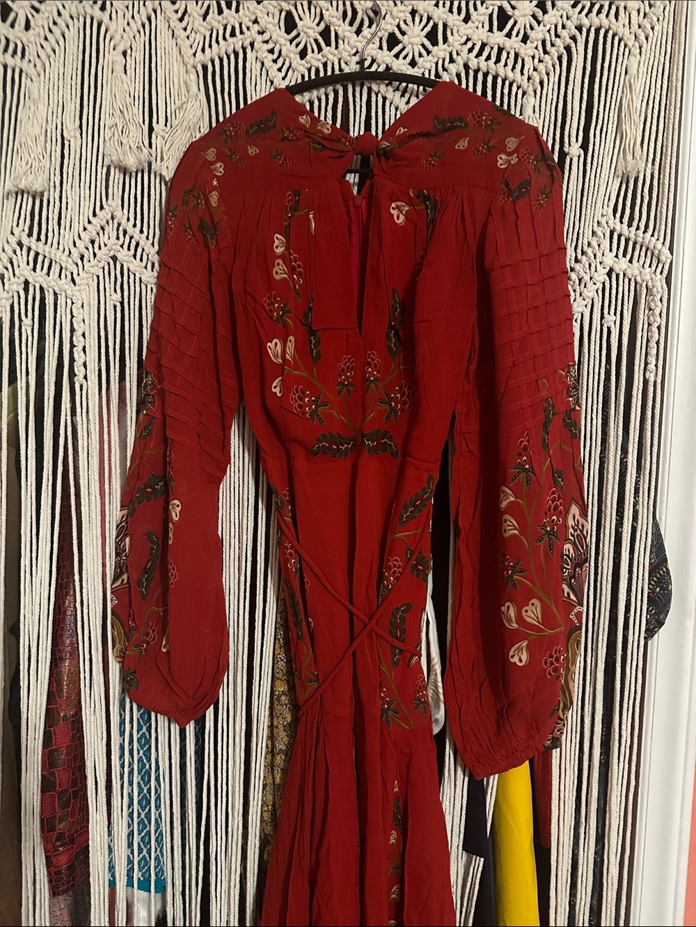 FARM Rio Red Floral Long-Sleeve Maxi Dress